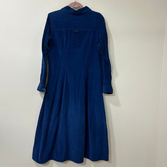 Carol Anderson Vtg Womens Sz 14 Petite Blue Long Slve Corduory Maxi Dress Granny - Picture 6 of 6